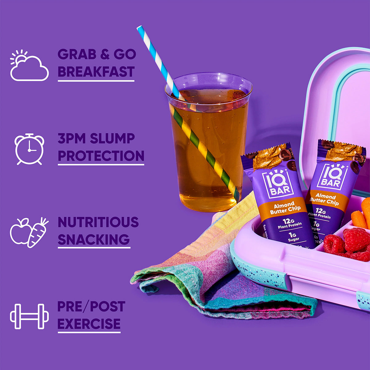 IQBAR Almond Butter Chip — Protein-Packed Energy Bars (12-Pack)