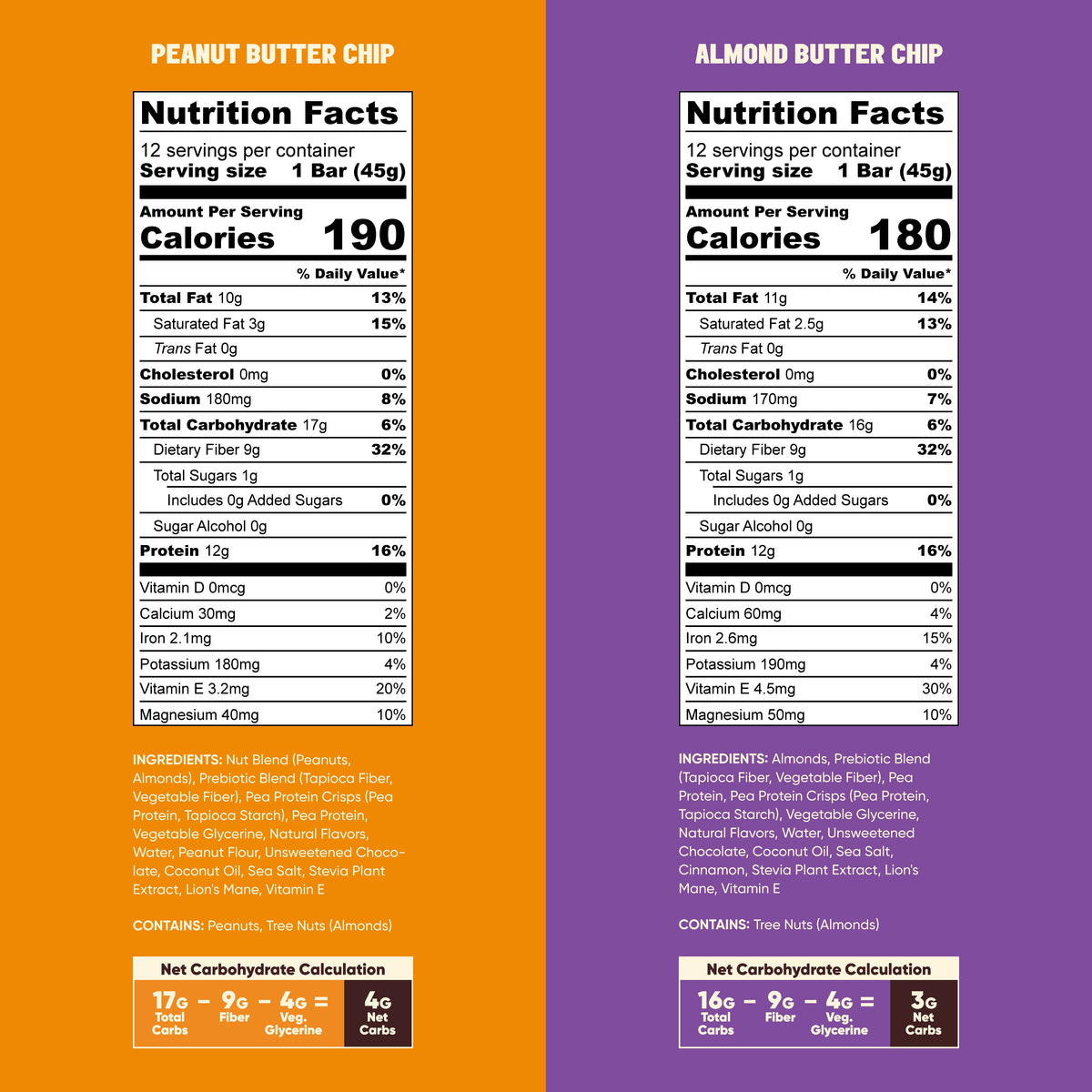IQBAR Almond Butter Chip & Peanut Butter Chip Protein Bars (24 Bars)
