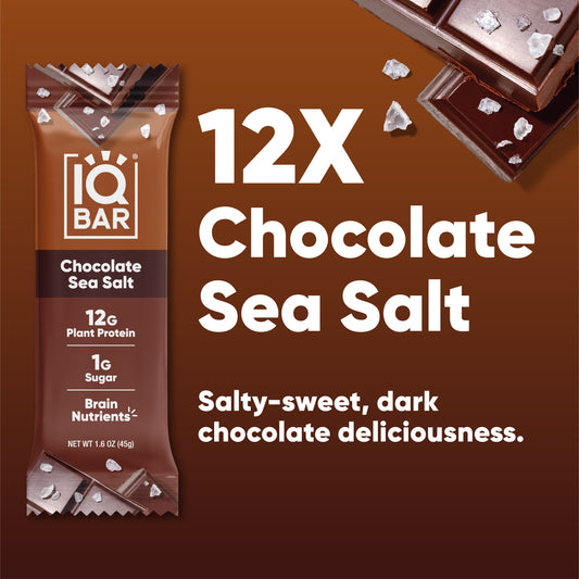IQBAR Chocolate Sea Salt — Protein-Packed Energy Bars (12-Pack)