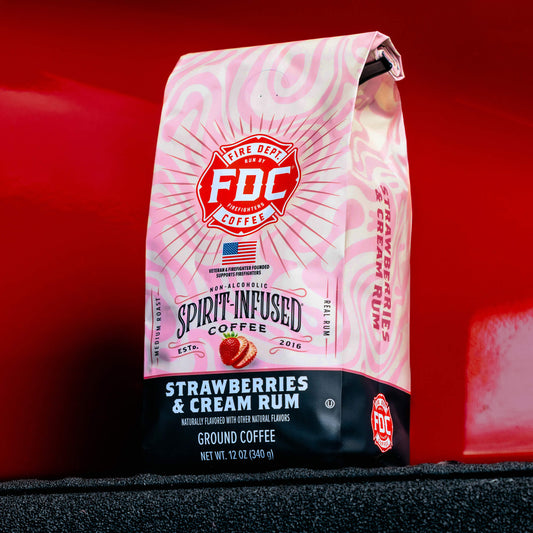 Fire Department Coffee Strawberries & Cream Rum Infused Coffee – Ground & Whole Bean