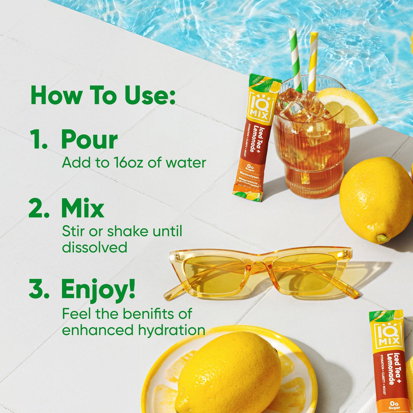 IQ Mix Iced Tea Lemonade | 20 Sticks – Hydrating Electrolyte Mix