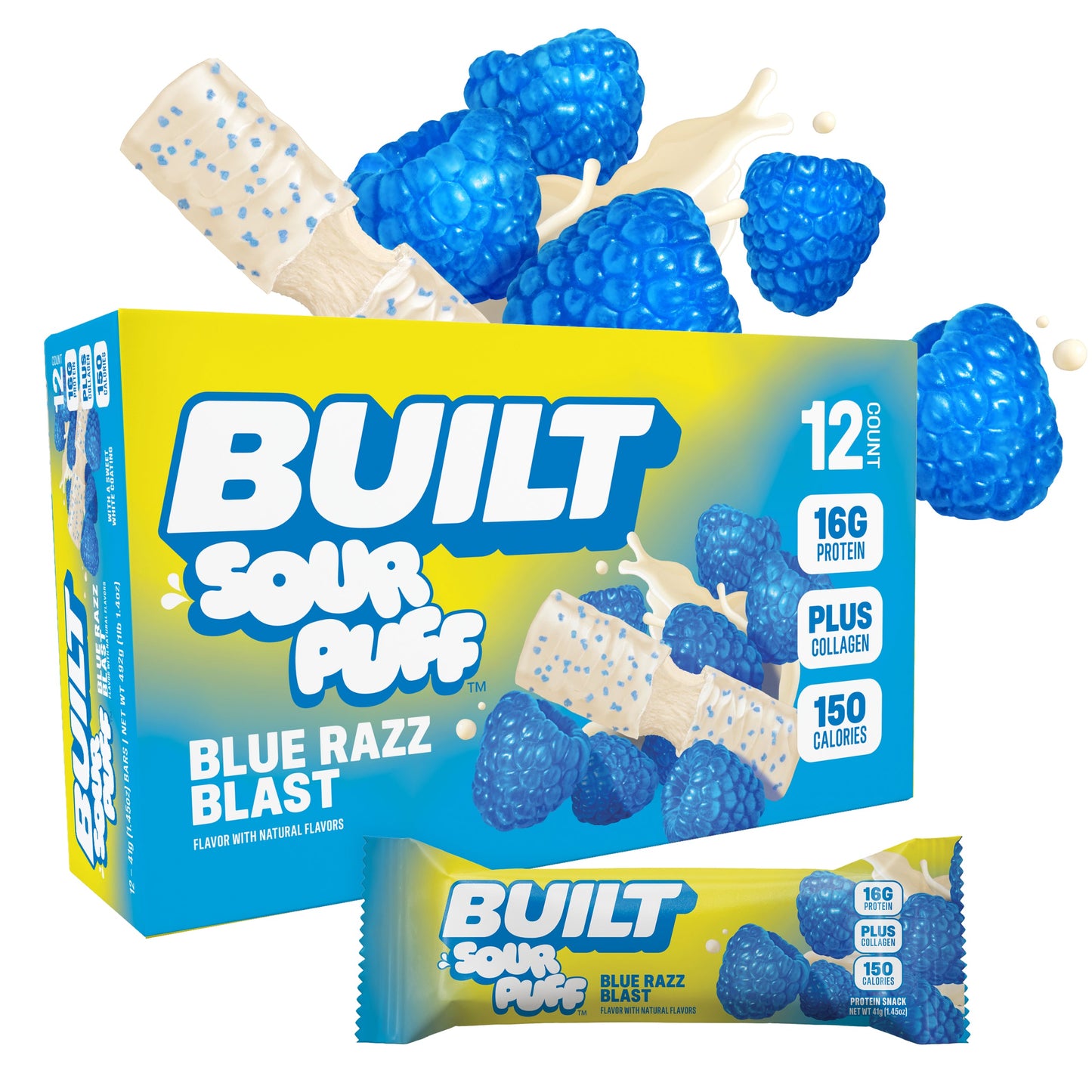 Blue Razz Blast Sour Puff Protein Bar | Built Snack