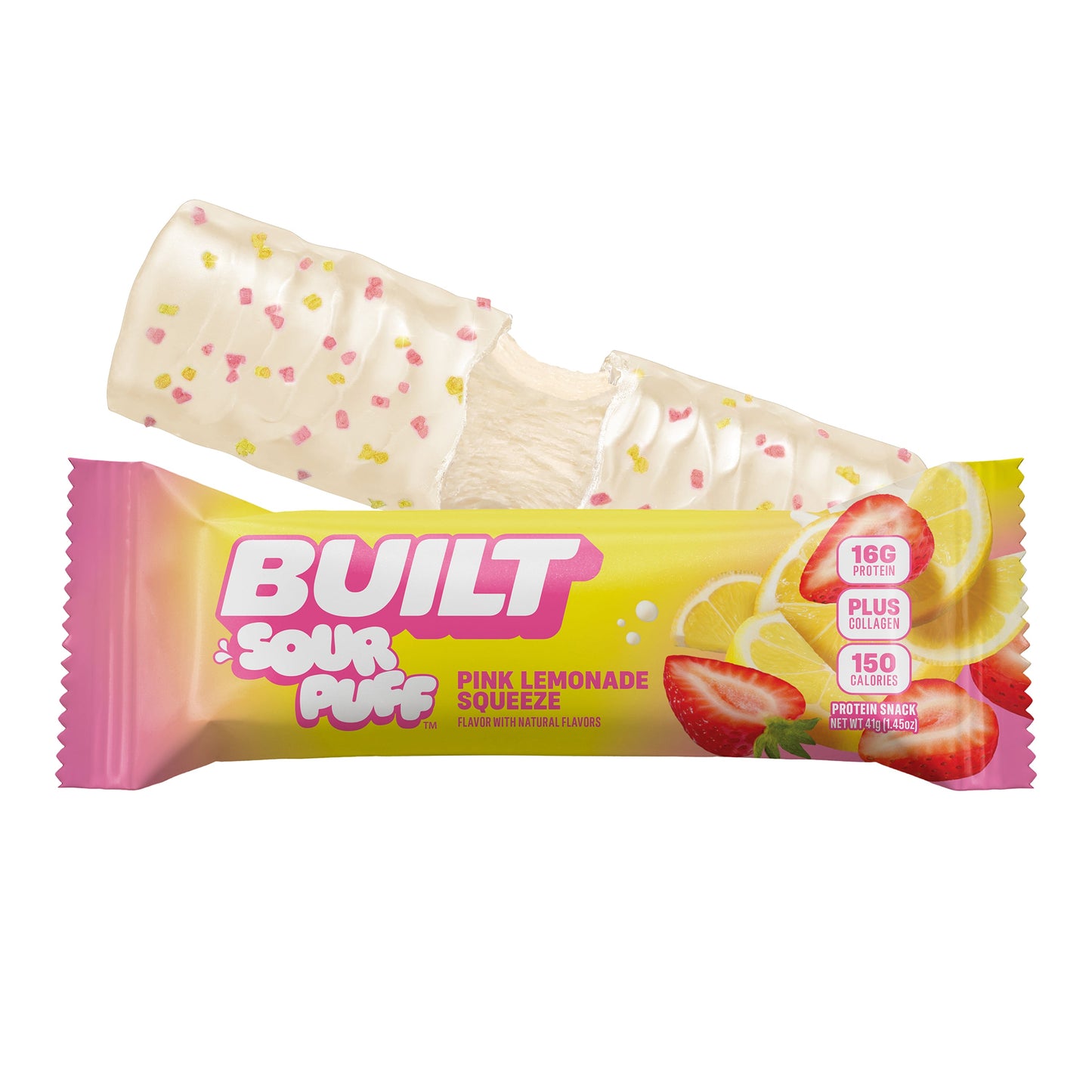 Pink Lemonade Sour Puff Protein Bar | Built High Protein Snack