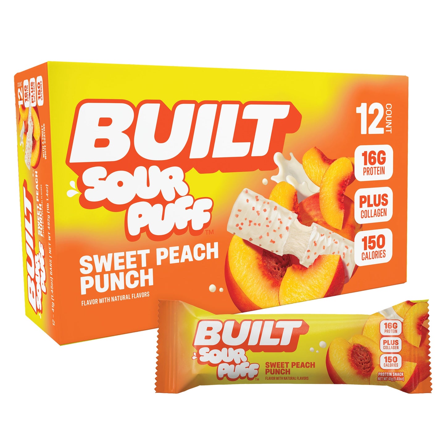 Sweet Peach Punch Sour Puff Protein Bar | Built Snack