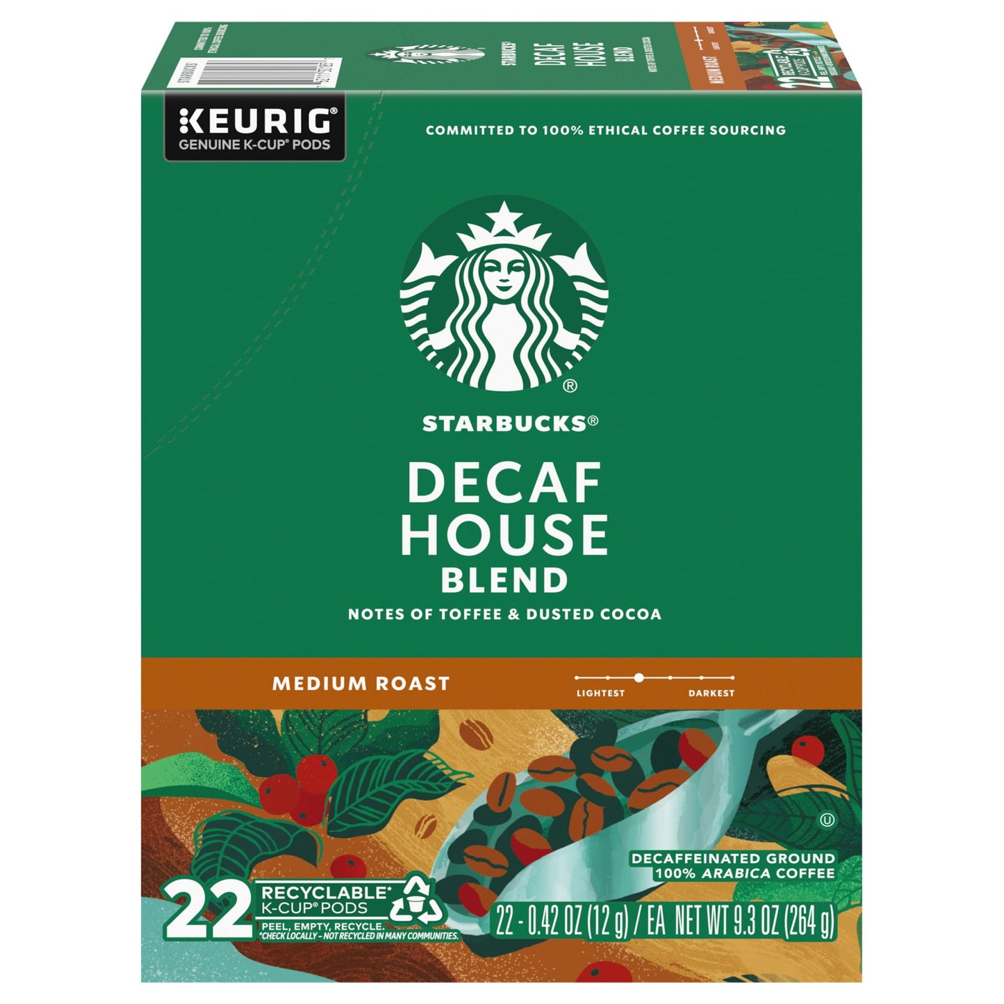 Starbucks Decaf House Blend Medium Roast K-Cups