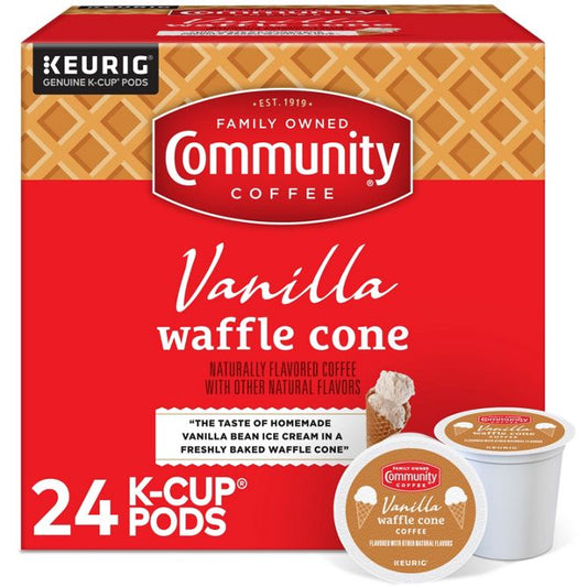 Community Coffee vanilla waffle cone K-Cup box