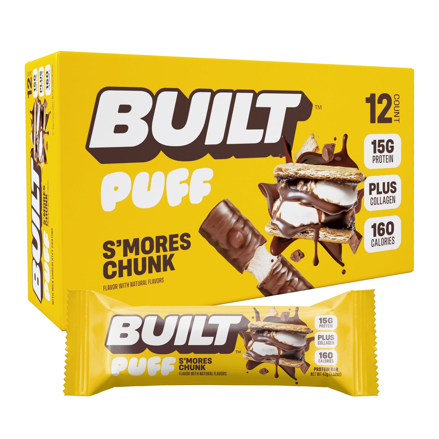 S’mores Chunk Puff Protein Bar | Built High Protein Snack