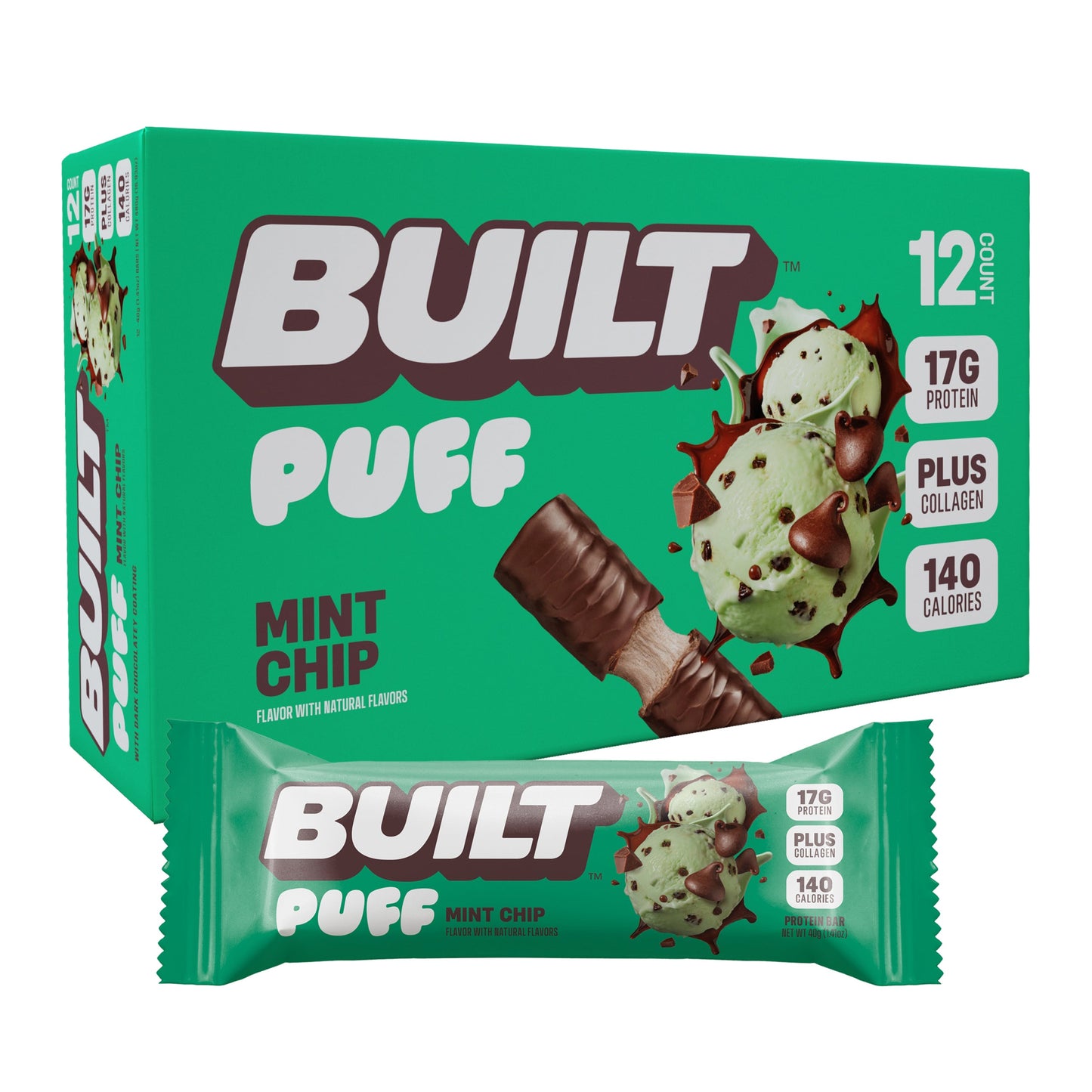 Mint Chip Puff Protein Bar – High-Protein Mint Chocolate Flavor