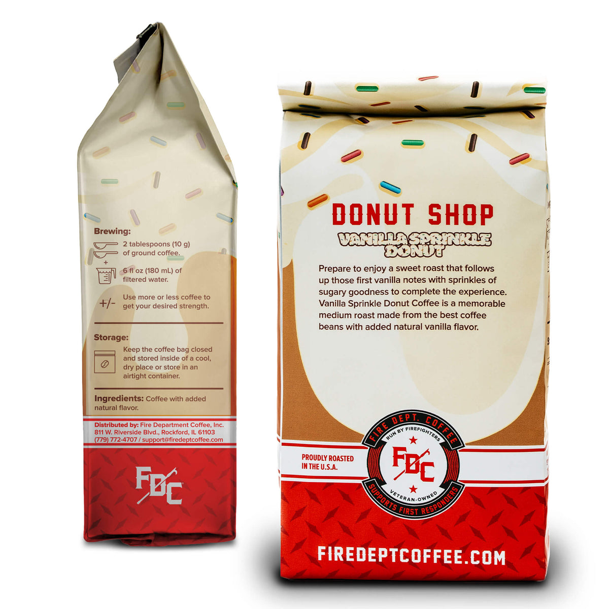 Fire Department Coffee Vanilla Sprinkle Donut Coffee