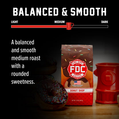 Fire Department Coffee Donut Shop Medium Roast Ground Coffee & Whole Bean Coffee