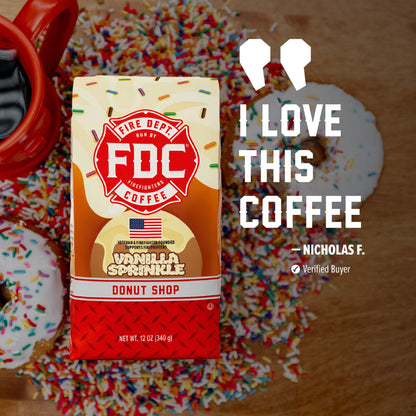 Fire Department Coffee Vanilla Sprinkle Donut Coffee