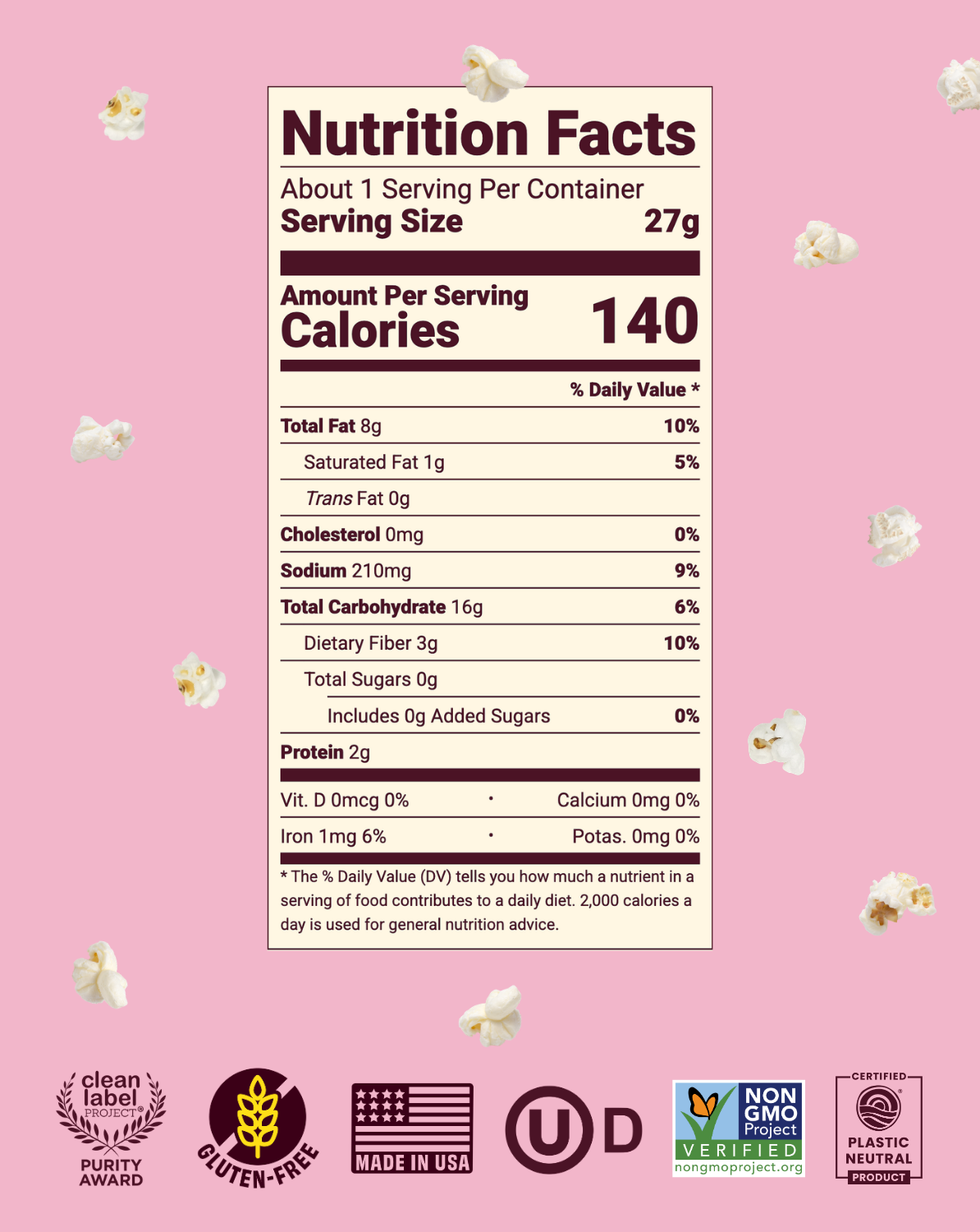 Cob Olive Oil Pink Salt Popped Sorghum