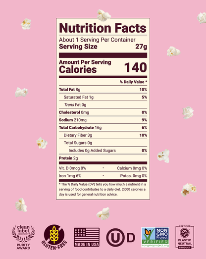 Cob Olive Oil Pink Salt Popped Sorghum
