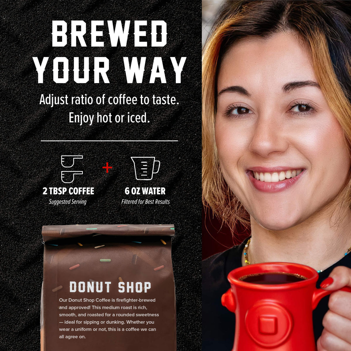 Fire Department Coffee Donut Shop Medium Roast Ground Coffee & Whole Bean Coffee