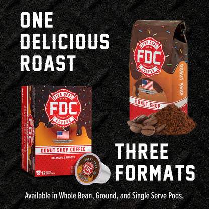 Fire Department Coffee Donut Shop Medium Roast Ground Coffee & Whole Bean Coffee