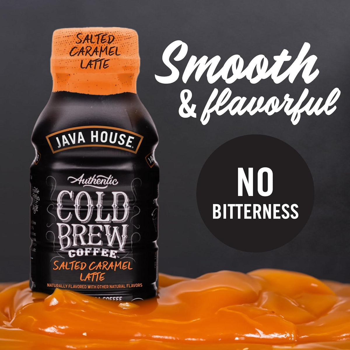 Java House Cold Brew 8oz Bottles - Salted Caramel Latte - Pack of 12