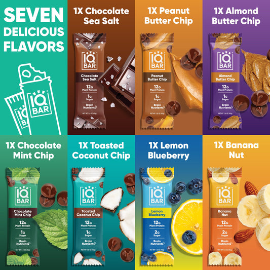 IQBAR 7 Bar Sampler Variety Pack Protein Bars
