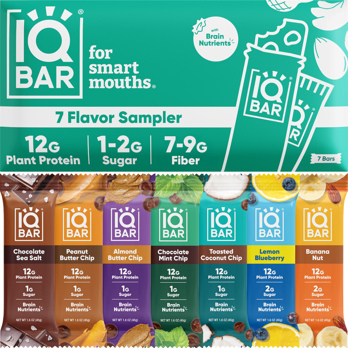 IQBAR 7 Bar Sampler Variety Pack Protein Bars