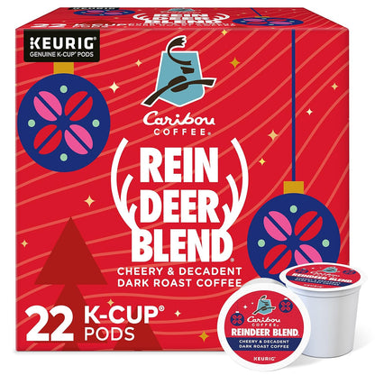 Caribou Reindeer Blend Coffee Pods K-cups 22ct Gift Box