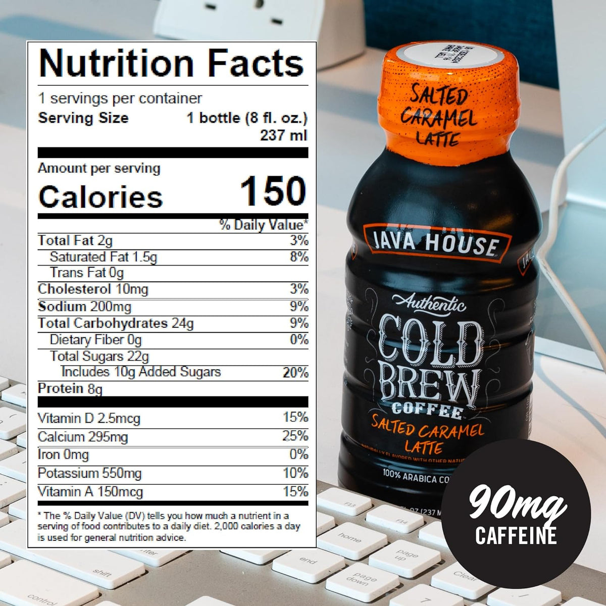 Java House Cold Brew 8oz Bottles - Salted Caramel Latte - Pack of 12