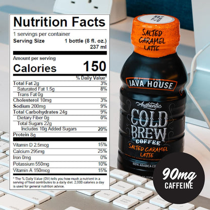 Java House Cold Brew 8oz Bottles - Salted Caramel Latte - Pack of 12