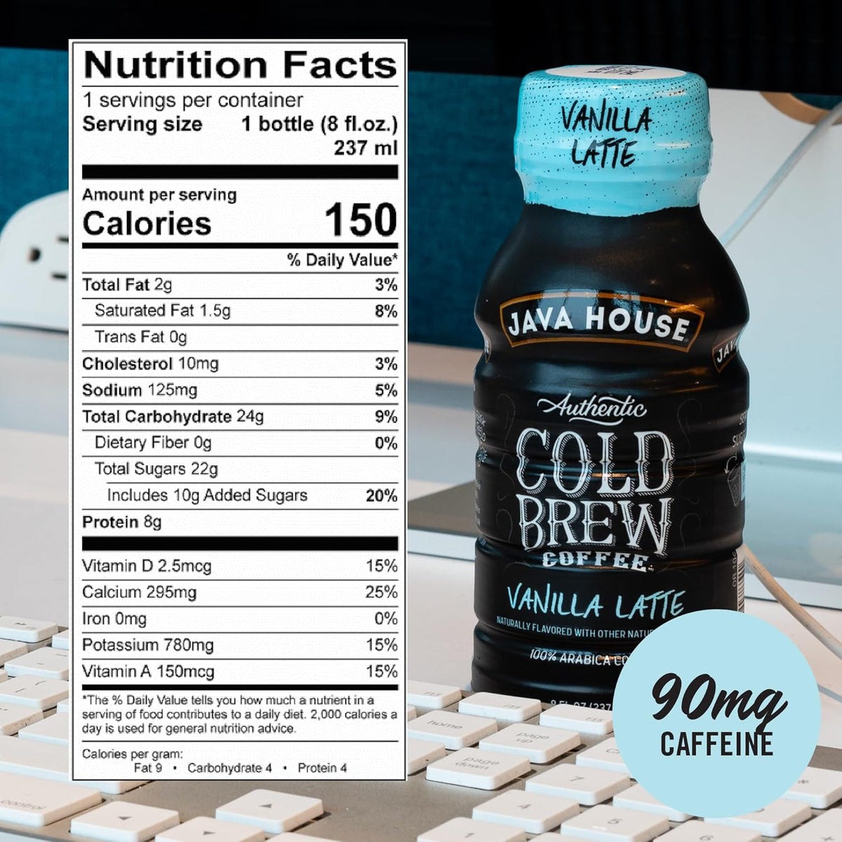 Java House Cold Brew 8oz Bottles - French Vanilla Latte