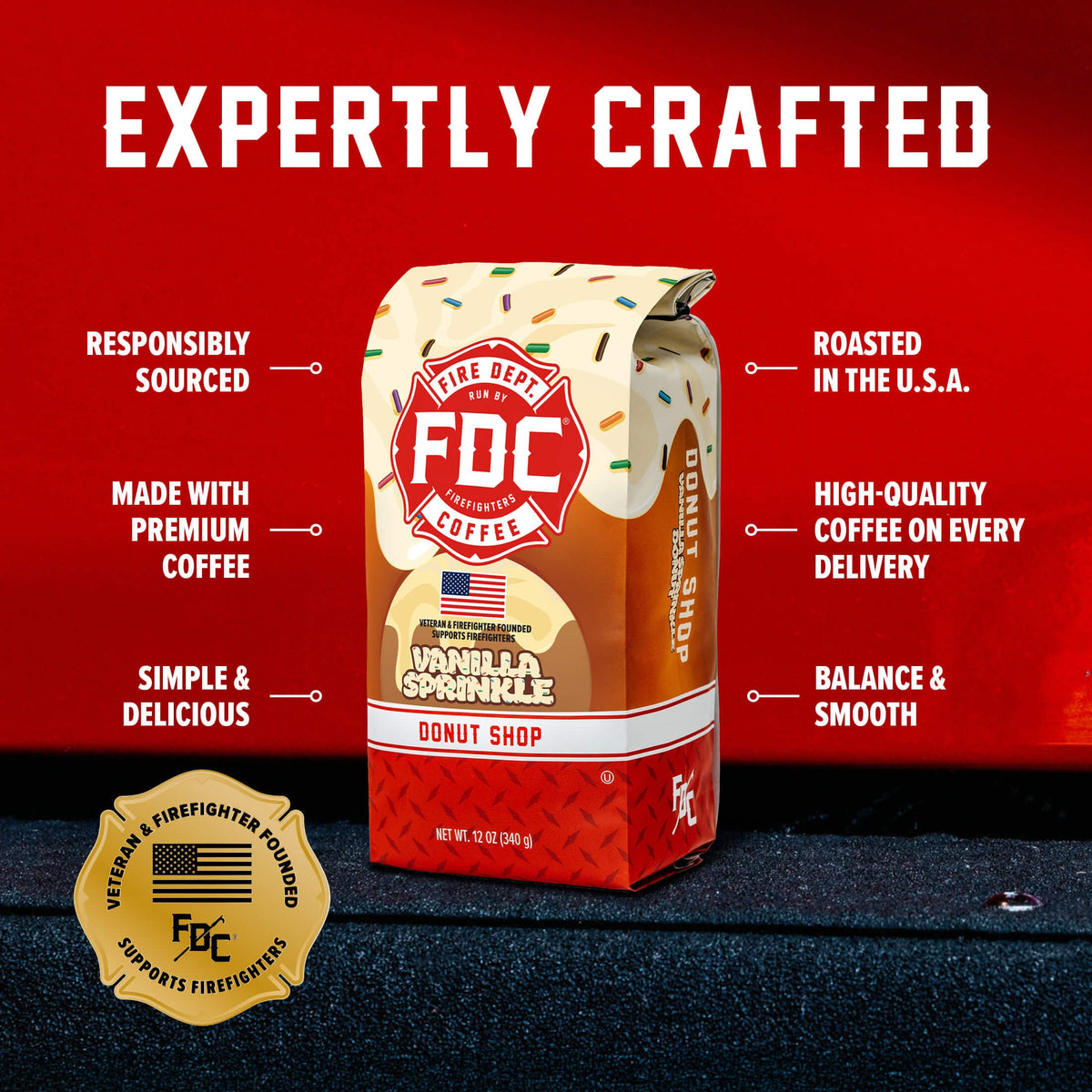 Fire Department Coffee Vanilla Sprinkle Donut Coffee