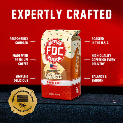 Fire Department Coffee Vanilla Sprinkle Donut Coffee
