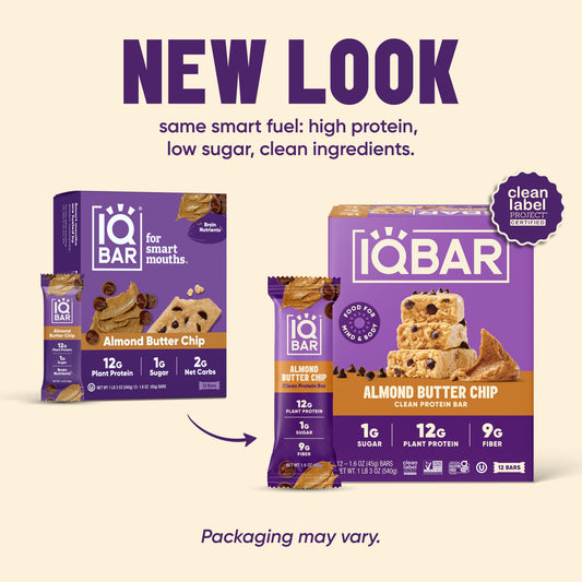 IQBAR Almond Butter Chip — Protein-Packed Energy Bars (12-Pack)
