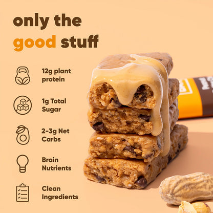 IQBAR Almond Butter Chip & Peanut Butter Chip Protein Bars (24 Bars)