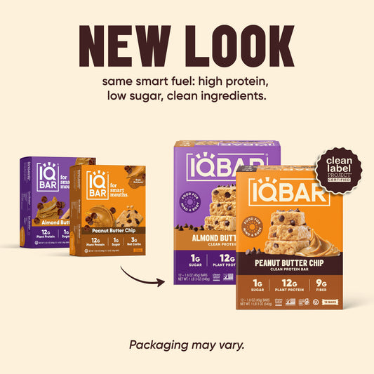 IQBAR Almond Butter Chip & Peanut Butter Chip Protein Bars (24 Bars)