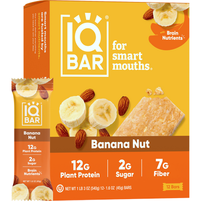 IQBAR Banana Nut — Protein-Packed Energy Bars (12-Pack)