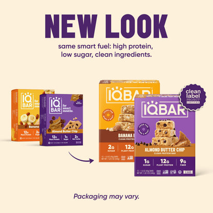 IQBAR Protein Bars Variety Pack – Almond Butter Chip & Banana Nut (24 Bars)