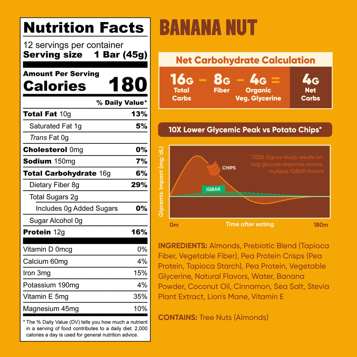 IQBAR Banana Nut — Protein-Packed Energy Bars (12-Pack)