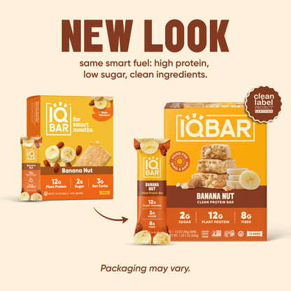 IQBAR Banana Nut — Protein-Packed Energy Bars (12-Pack)