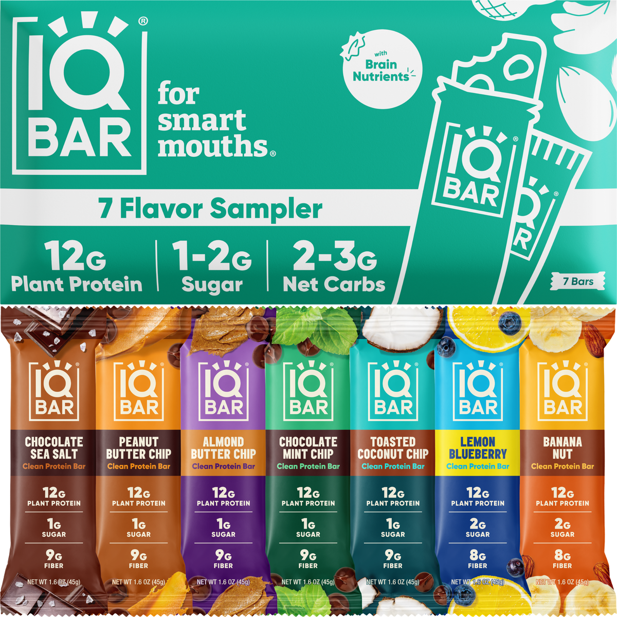 IQBAR 7 Bar Sampler Variety Pack Protein Bars