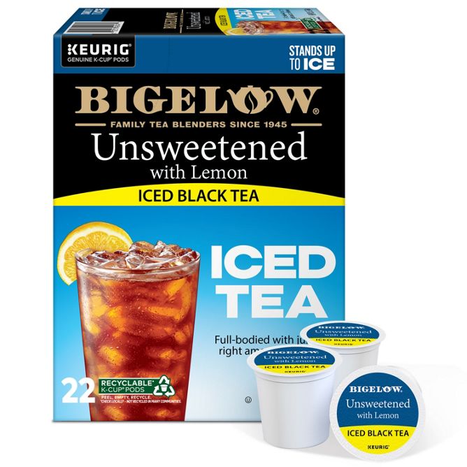 Bigelow Black Tea with Lemon Unsweetened Iced Tea K-Cups for Keurig