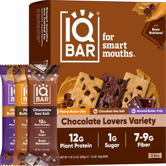 IQBar Chocolate Lovers Variety Pack – Protein & Nutrient Bars (12 Bars)
