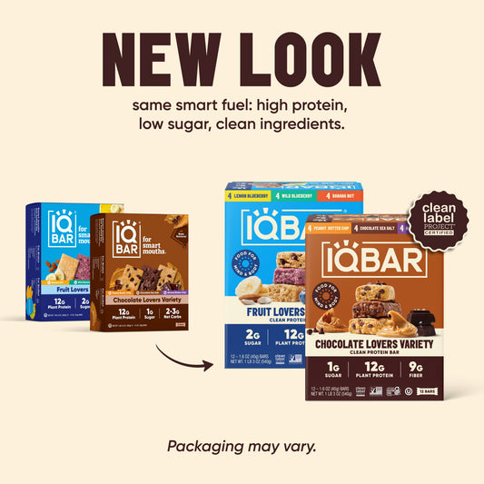 IQBAR Chocolate Lovers & Fruit Lovers Protein Bar Variety Pack