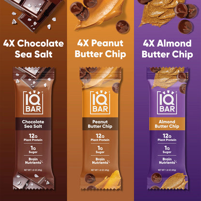 IQBar Chocolate Lovers Variety Pack – Protein & Nutrient Bars (12 Bars)