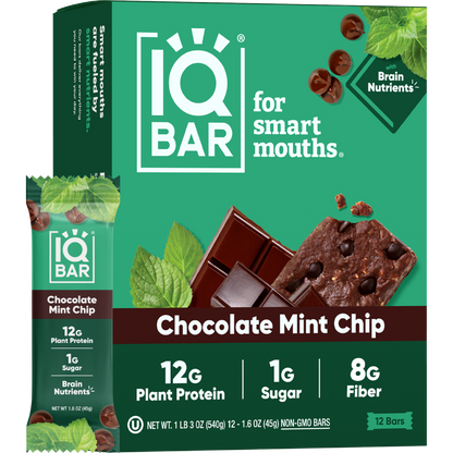 IQBar Chocolate Mint Chip – Protein & Nutrient-Rich Energy Bar (12-Pack)