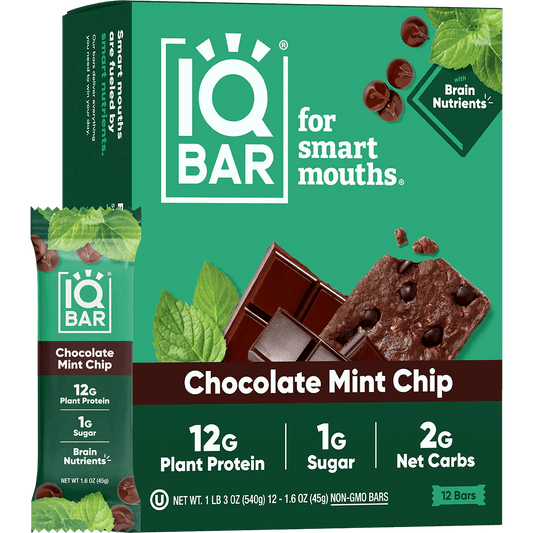IQBar Chocolate Mint Chip – Protein & Nutrient-Rich Energy Bar (12-Pack)