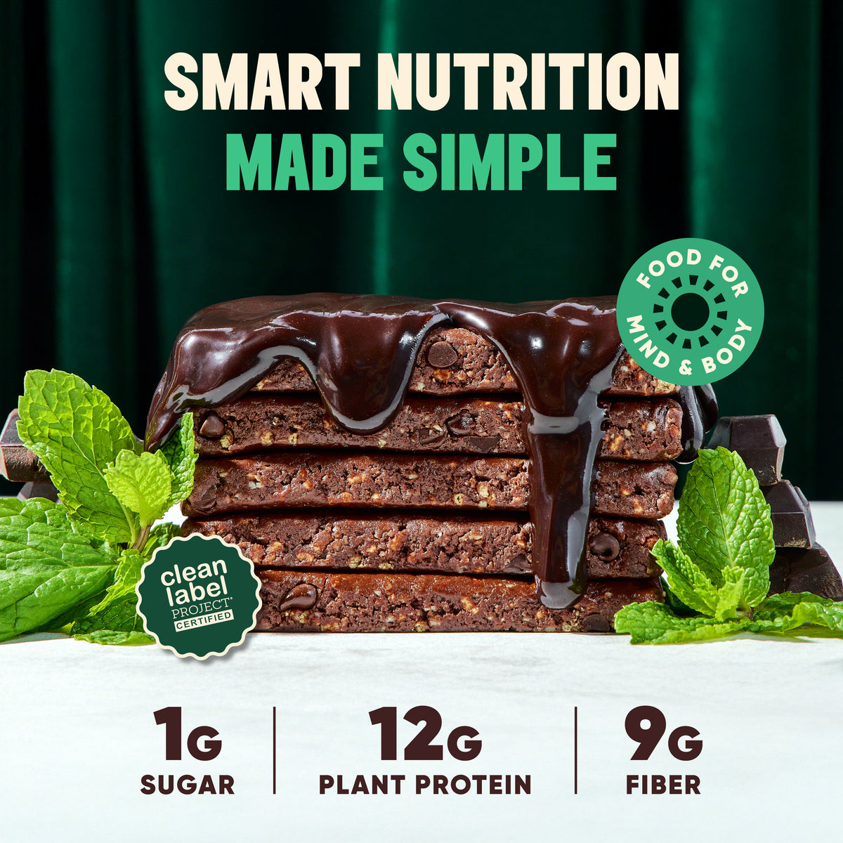 IQBar Chocolate Mint Chip – Protein & Nutrient-Rich Energy Bar (12-Pack)
