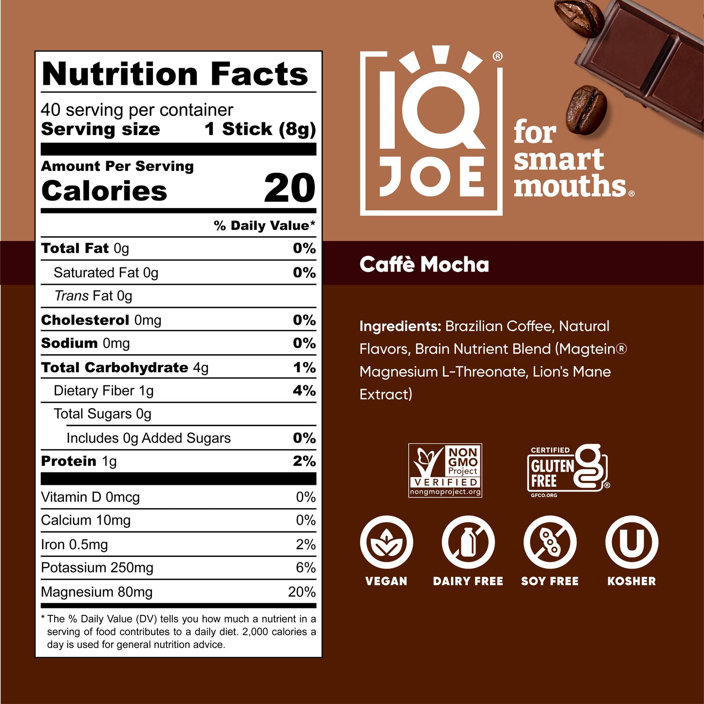 IQJOE Caffè Mocha Instant Coffee Sticks (40ct)