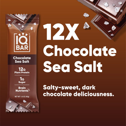 IQBAR Chocolate Sea Salt — Protein-Packed Energy Bars (12-Pack)
