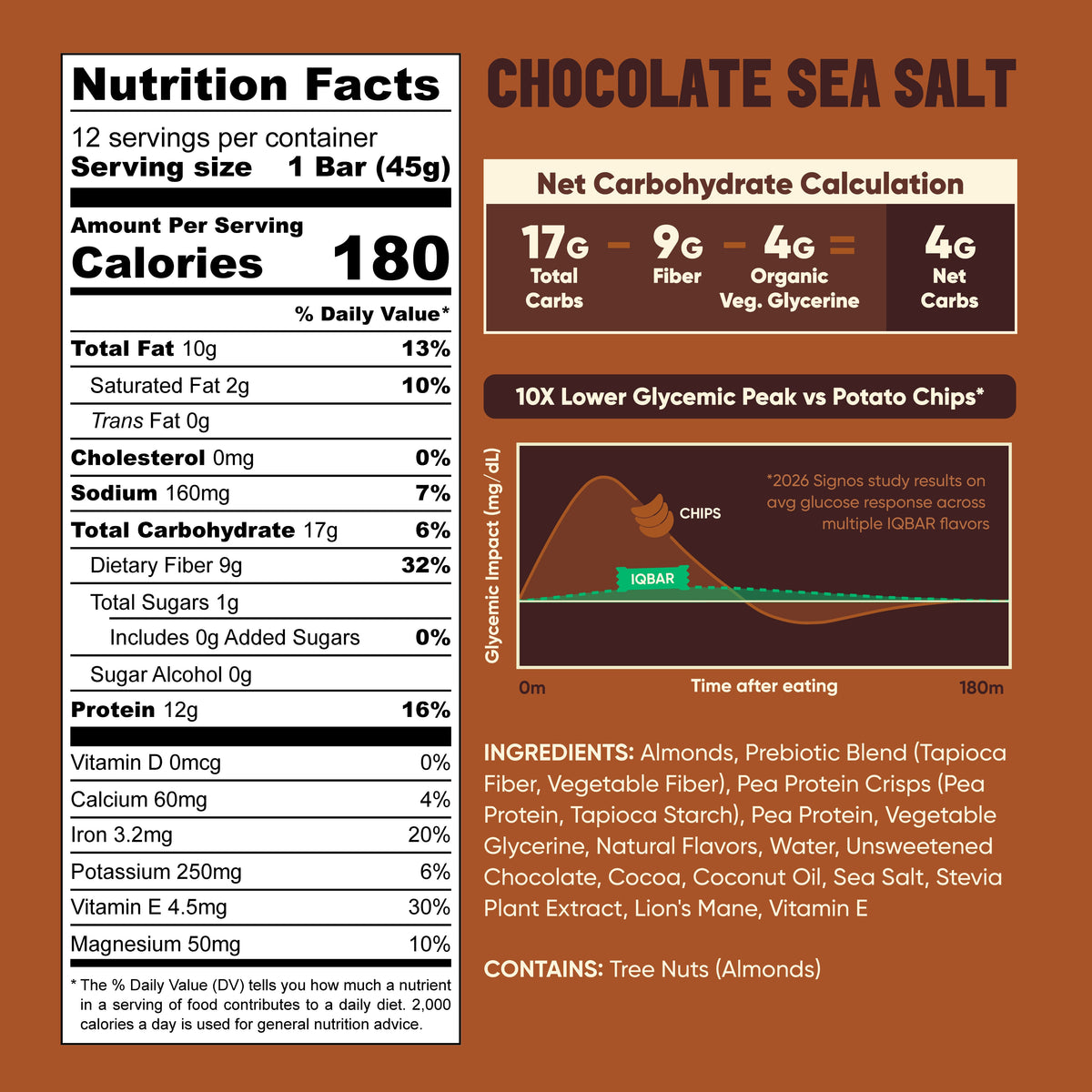 IQBAR Chocolate Sea Salt — Protein-Packed Energy Bars (12-Pack)