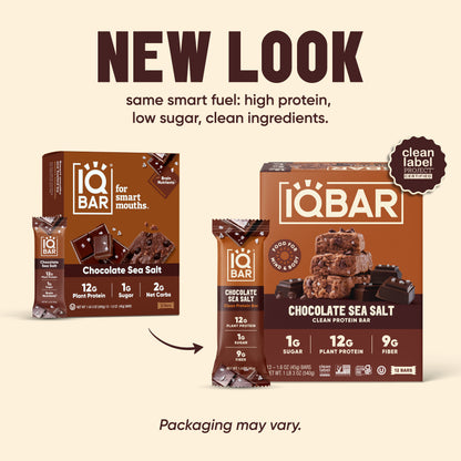 IQBAR Chocolate Sea Salt — Protein-Packed Energy Bars (12-Pack)