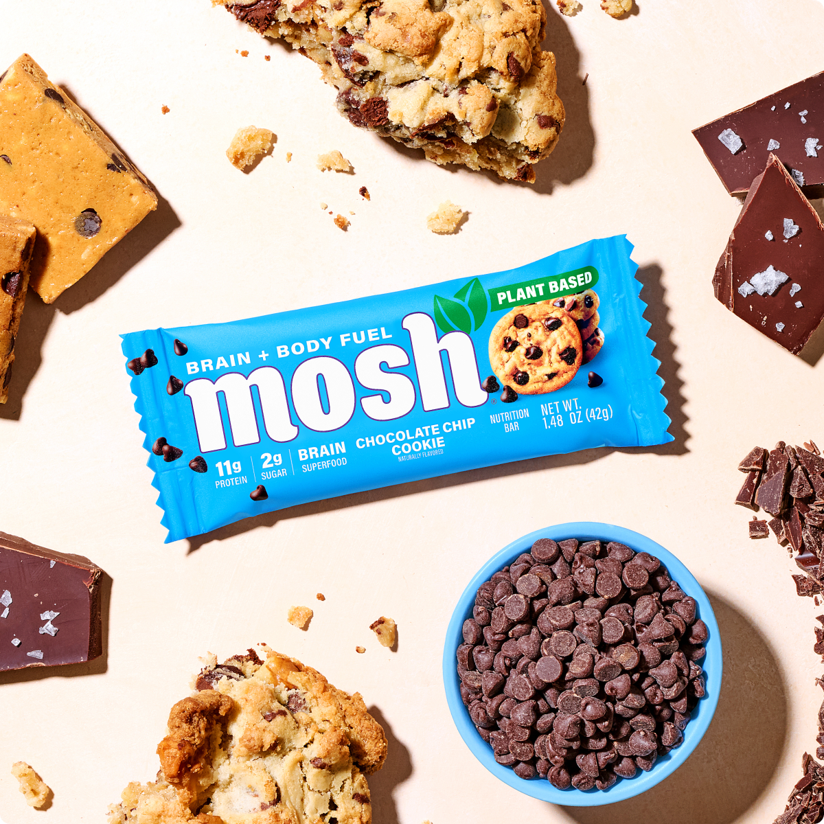 MOSH Chocolate Chip Cookie Protein Bars - 12 Pack