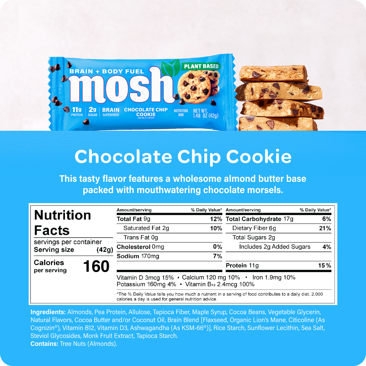 MOSH Chocolate Chip Cookie Protein Bars - 12 Pack