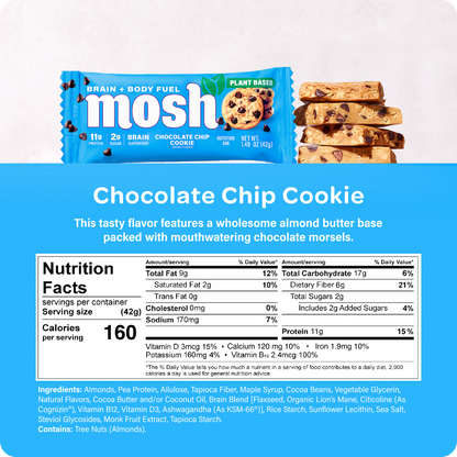 MOSH Chocolate Chip Cookie Protein Bars - 12 Pack